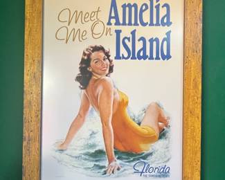Vintage "Meet Me On Amelia Island" Florida Travel Poster