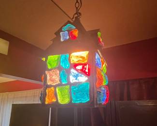 Vintage Peter Marsh Chunk Glass Lantern Lamp