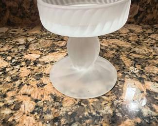 Frosted Glass Pedestal Compote Bowl