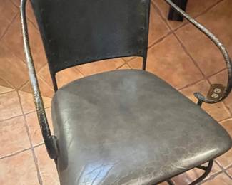 Set of 2 Industrial Style Metal and Faux Leather Bar Stools