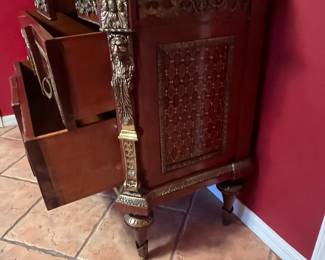 Louis XVI Style Ormolu-Mounted Marquetry Commode with Marble Top