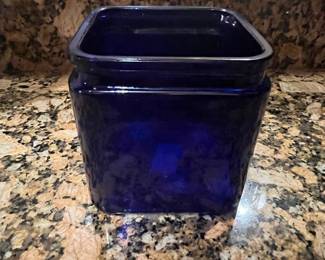 Cobalt Blue Square Glass Vase