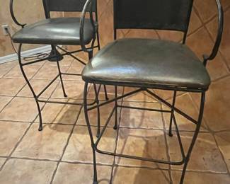 Set of 2 Industrial Style Metal and Faux Leather Bar Stools