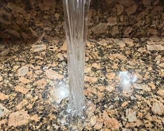 Vintage Clear Glass "Elephant Foot" Bud Vase with Twisted Stem