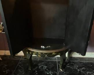 Chinoiserie Black Lacquered Demi-Lune Cabinet