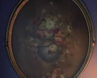 Oval Floral Still Life Painting in Gilt Frame, Possibly 18th Century Italian