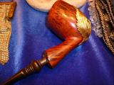Harcourt for Dunhill by Preben Holm smoking pipe with heavy 18k gold design on bottom. Retail $2000 40 years ago.