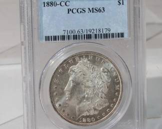 1880 CC Morgan Silver Dollar PCGS Graded MS63