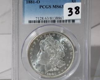 1881 O Morgan Silver Dollar graded MS63 by PCGS
