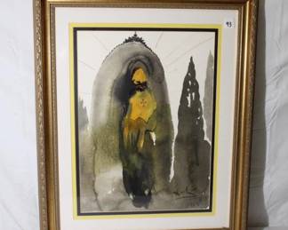 Salvador Dali " Who shall ascend into the mountain of the Lord, or who shall stand in his holy place?" Lithograph in colors on handmade paper, 1967- 1969, signed and dated, sheet size: 13 1/4 x 19 inches with COA