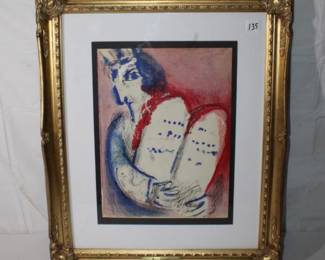 Marc Chagall: Moses, Tablets of the Law Color Lithograph frame 23 1/2" X 19 1/2"