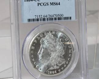 1884 CC Morgan Silver Dollar PCGS Graded MS64