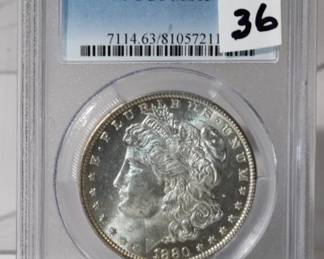 1880 O Morgan Silver Dollar graded MS63 by PCGS