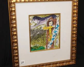"Christ in the Clock" Lithograph 1957 by Marc Chagall, Chagall by Lassaigne Edition of 6000 unsigned w/ COA