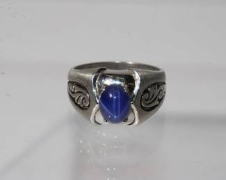 Vintage 10kt white gold Star Sapphire Ring sz 9.5 6.7 grams total weight