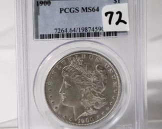 1900 Morgan Silver Dollar graded MS64 by PCGS