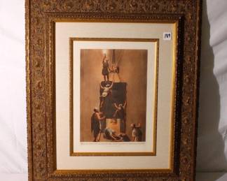 Luigi Mayer, Passage From The Second To the Third Gallery In The Great Pyramid, Original Etching with aquatint and extensive hand coloring on thick wove paper. Size: 310mm x 390mm, With COA