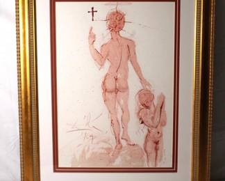 Salvador Dali "Thou shalt sprinkle me with hyssop and I shall be clean, wash me and I shall be whiter than snow." Lithograph in colors on handmade paper, 1967- 1969, signed and dated, sheet size: 13 1/4 x 19 inches with COA