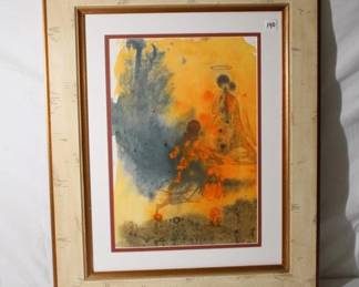 Salvador Dali " The fig tree forms its early fruit; the blossoming vines spread their fragrance. Arise, come, my darling; my beautiful one, come with me." Lithograph in colors on handmade paper, 1967- 1969, signed and dated, sheet size: 13 1/4 x 19 inc