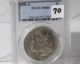 1898 O Morgan Silver Dollar graded MS64 by PCGS