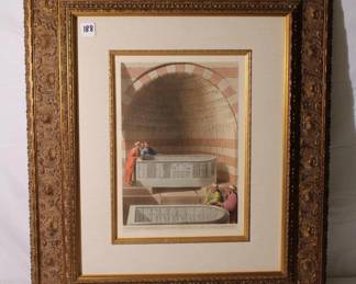 Luigi Mayer, An Ancient Sarcophagus of Basaltes, Called The Lovers Fountain, Original Etching with aquatint and extensive hand coloring on thick wove paper, With COA, Size: 310mm x 390mm