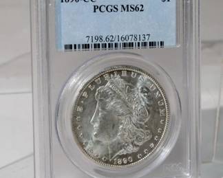 1890 CC Morgan Silver Dollar PCGS Graded MS62