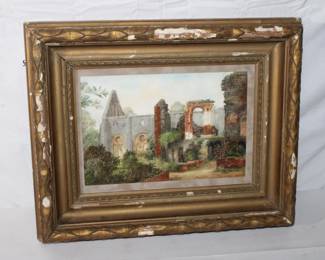 Original Watercolor on Paper "Dryburgh Abbey" Cira. 1800's in a Gold Deteriorating Guilt Frame
16 1/2" X 20 1/2"