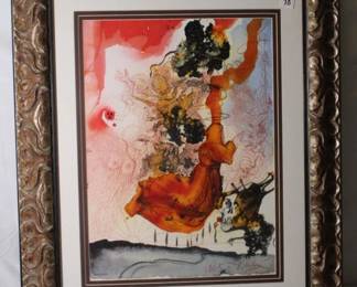 Salvador Dali " Then stood up Elias the prophet as fire, and his word burnt like a torch" Lithograph in colors on handmade paper, 1967- 1969, signed and dated, sheet size: 13 1/4 x 19 inches with COA