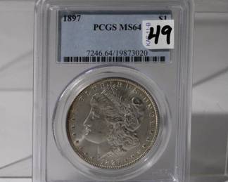 1897 Morgan Silver Dollar graded MS64 by PCGS