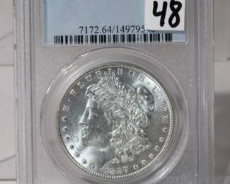 1887 Morgan Silver Dollar graded MS64 by PCGS