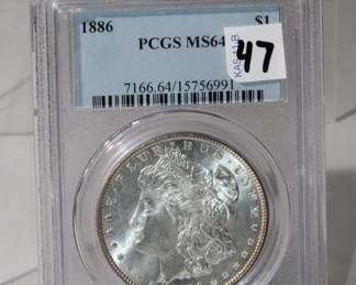 1886 Morgan Silver Dollar graded MS64 by PCGS