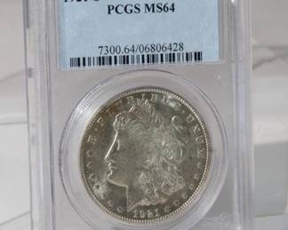 1921 S Morgan Silver Dollar PCGS Graded MS64