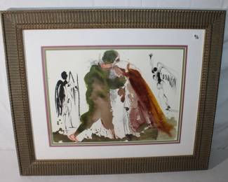 Salvador Dali "Angel's Comfort" Lithograph in colors on handmade paper, 1967- 1969, signed and dated, sheet size: 13 1/4 x 19 inches, with COA