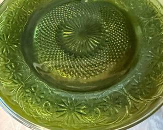 Vintage Indiana Glass "Daisy Green" Dinner & Lunch Plates