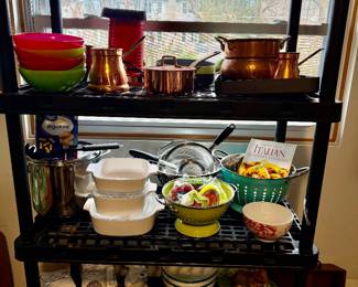 Vintage Corning Ware/Lids White, Ceramic Bowls, Stainless Stock Pot,