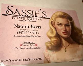 Sassies Estate Sales, Anniversary 33 yrs!!! April 1993!!