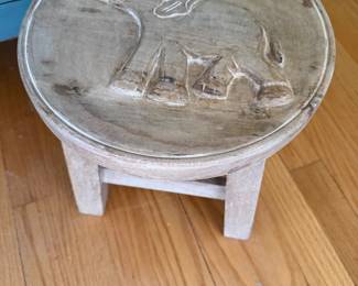 Carved Elephant Foot Stool