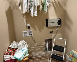 Drying rack, step stool and misc linens 
