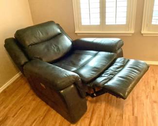Black leather electric reclining chair