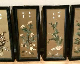 Asian wall hangings with Jade and mother of pearl design