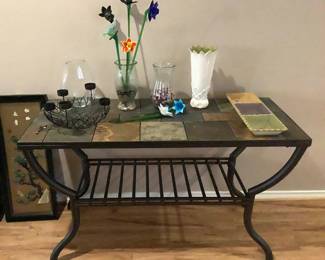  Metal and slate table