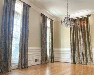 Set Of Three Floral Medallion Pattern Curtains