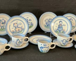 M.A Hadley Pottery Plates And Cups