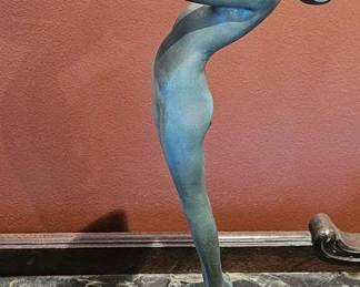 Max Le Verrier (1891-1973) French Art Deco Period Patinated Figural Bronze Sculpture "Clarte"