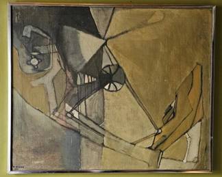 Abstract oil on canvass, attribited to Georges Dayez.