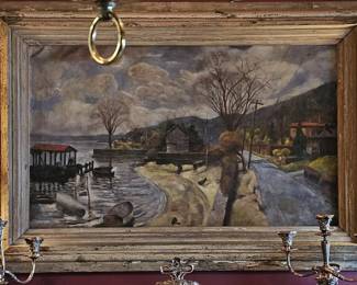 Piermont Road looking south, circa 1920. Large oil painting on canvass.