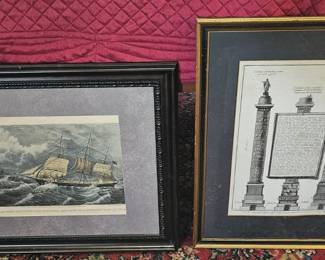 Vintage Framed & Matted Lithographs.