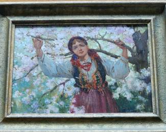 Wonderful 19th century naturalistic Barbizon School oil on board painting.