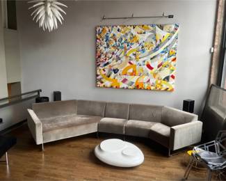 Haute Living  More Mara Taupe Velvet 3piece Sectional Sofa