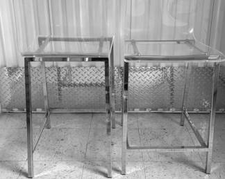 2 Lucite Counter Stools W  Chrome Bases